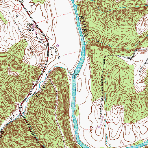 Topographic Map of Betty Bowman Creek, KY