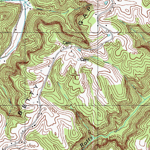 Topographic Map of Betty Gap Ridge, KY