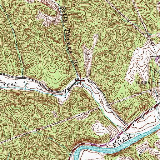 Topographic Map of Betty Thomas Branch, KY