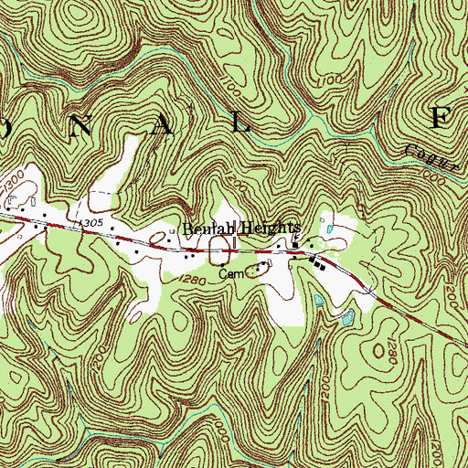 Topographic Map of Beulah Heights, KY