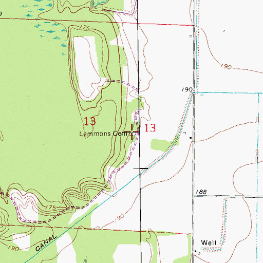 Topographic Map of Lemmons Cemetery, AR