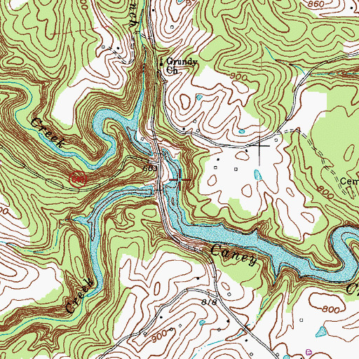 Topographic Map of Big Caney Creek, KY