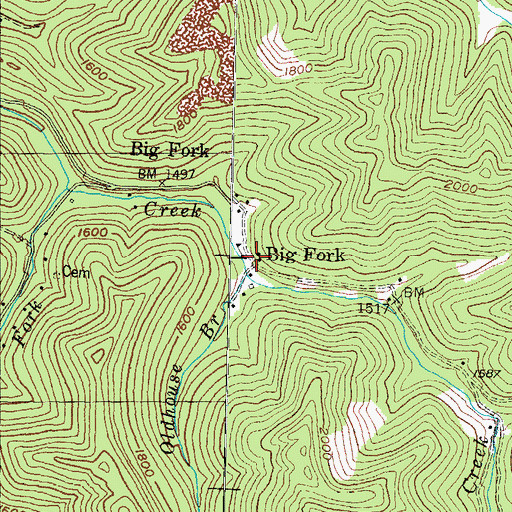 Topographic Map of Big Fork, KY