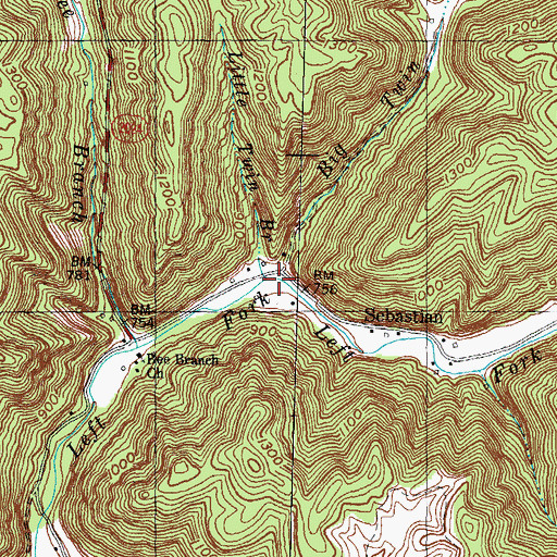 Topographic Map of Big Twin Creek, KY