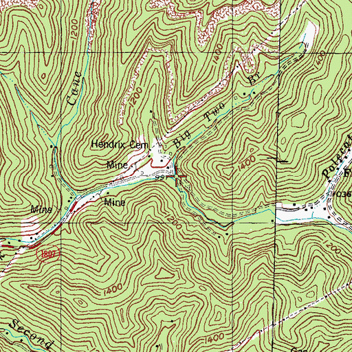Topographic Map of Big Two Branch, KY