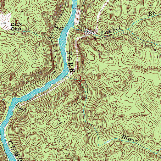 Topographic Map of Blair Creek, KY