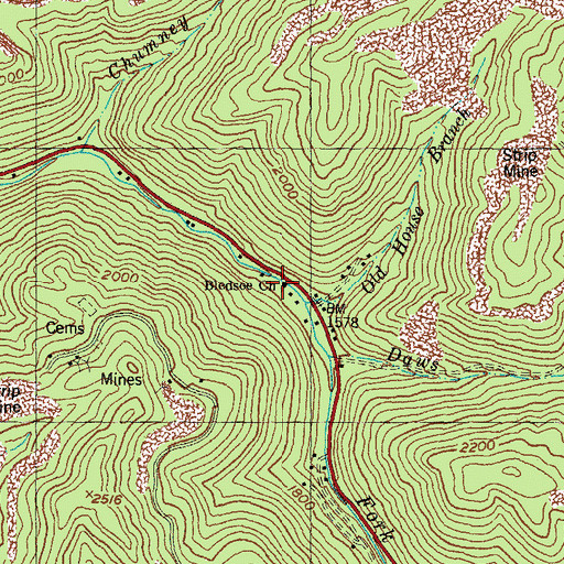 Topographic Map of Bledsoe Church, KY