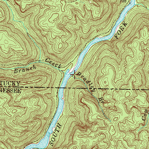 Topographic Map of Bradley Branch, KY
