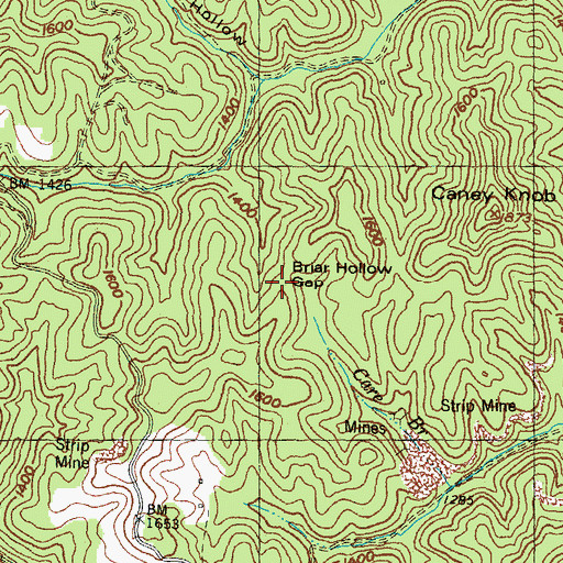 Topographic Map of Brier Hollow Gap, KY