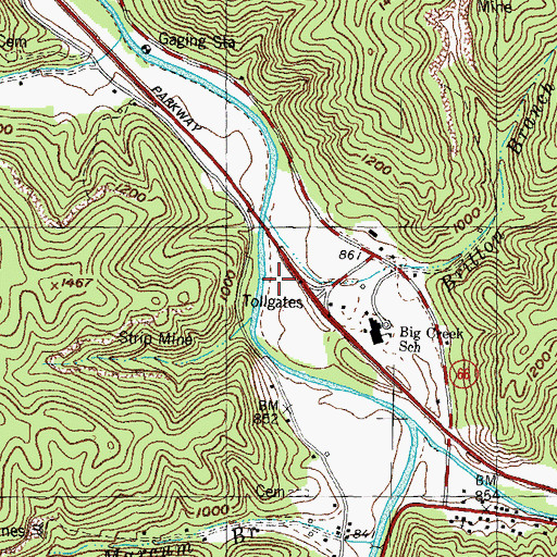 Topographic Map of Britton Branch, KY
