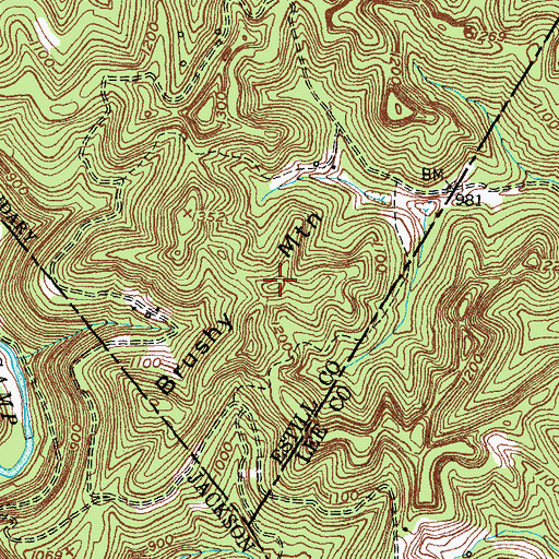 Topographic Map of Brushy Mountain, KY