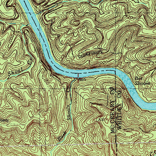 Topographic Map of Buck Shoals Creek, KY