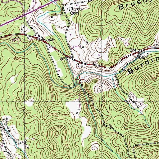 Topographic Map of Burdine Valley, KY