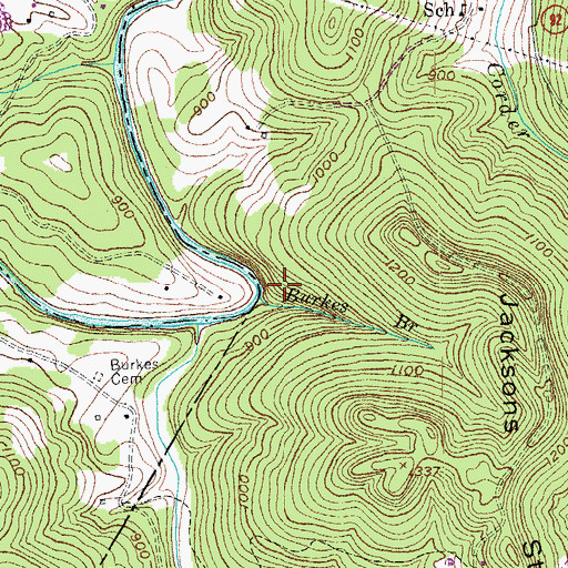 Topographic Map of Burkes Branch, KY
