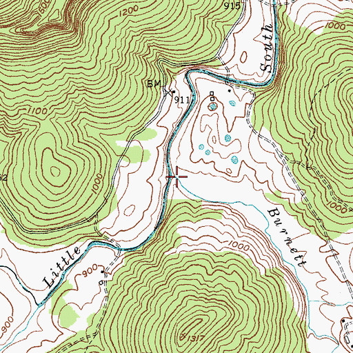 Topographic Map of Burnett Branch, KY