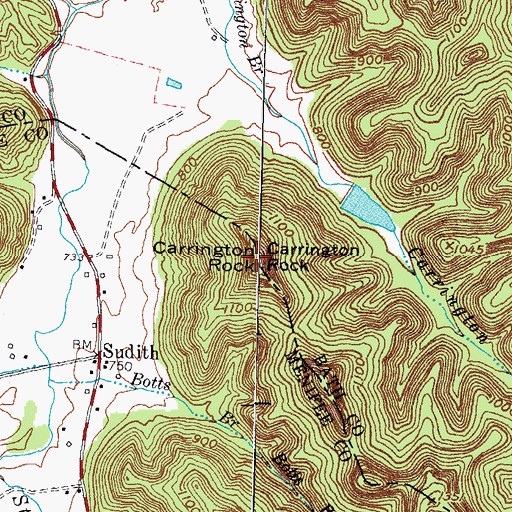 Topographic Map of Carrington Rock, KY
