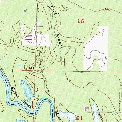 Topographic Map of Lick Branch, AR