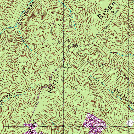 Topographic Map of Cedar Hill Ridge, KY