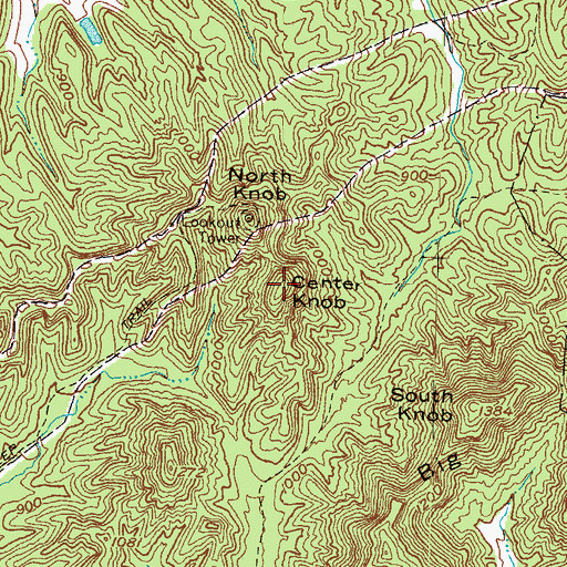 Topographic Map of Center Knob, KY