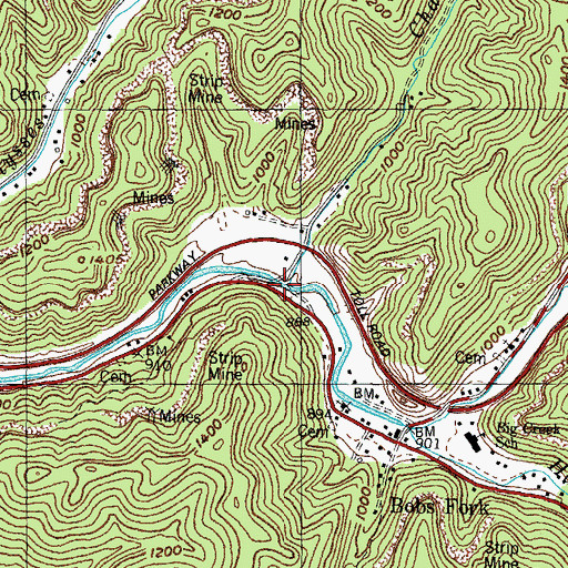 Topographic Map of Chandler Branch, KY