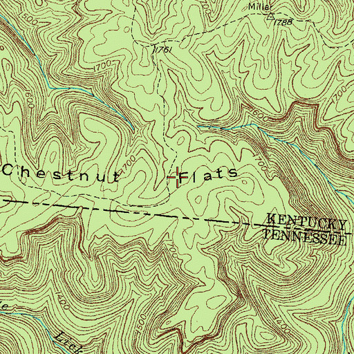 Topographic Map of Chestnut Flats, KY