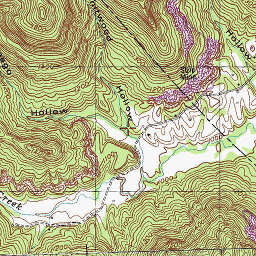 Topographic Map of Chitwood Hollow, KY