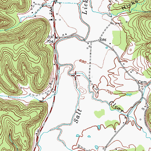 Topographic Map of Clear Creek, KY