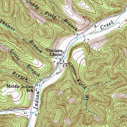 Topographic Map of Clover Field Branch, KY