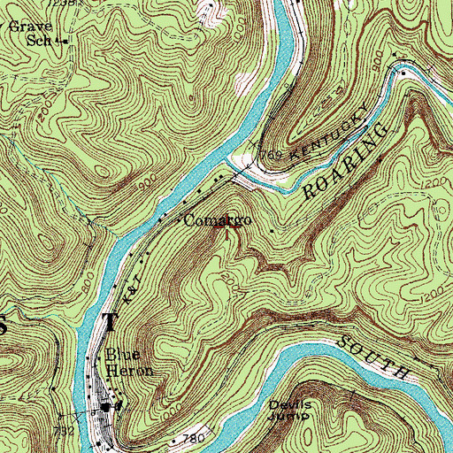 Topographic Map of Comargo, KY