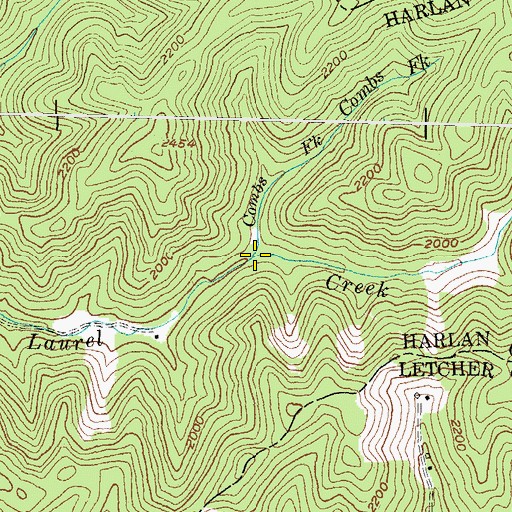 Topographic Map of Combs Fork, KY