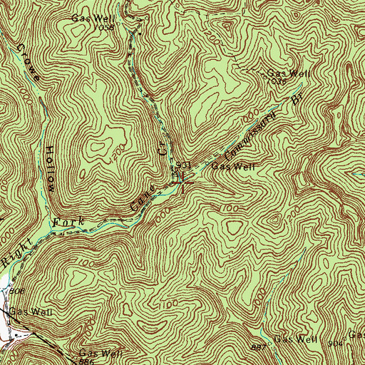 Topographic Map of Commissary Branch, KY