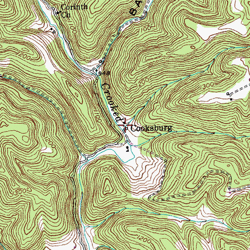 Topographic Map of Cooksburg, KY
