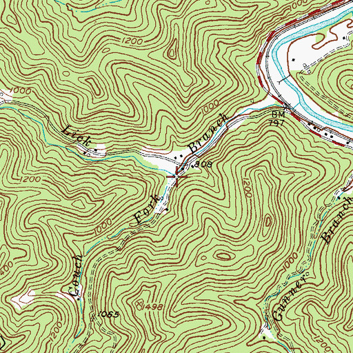 Topographic Map of Couch Fork, KY