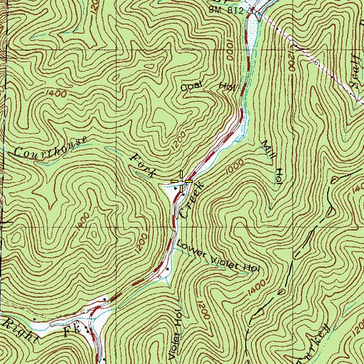 Topographic Map of Courthouse Fork, KY
