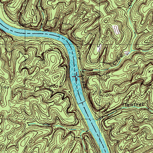 Topographic Map of Crow Shoals, KY