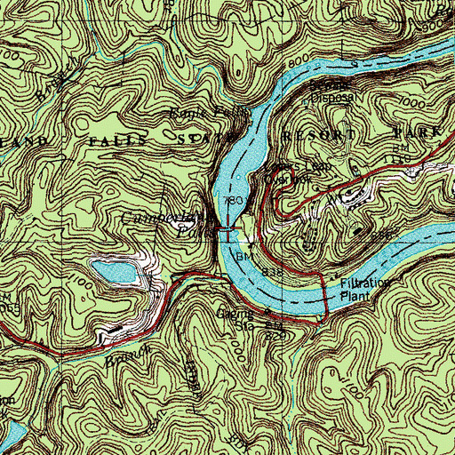 Topographic Map of Cumberland Falls, KY