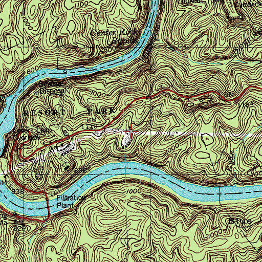 Topographic Map of Cumberland Falls State Park, KY