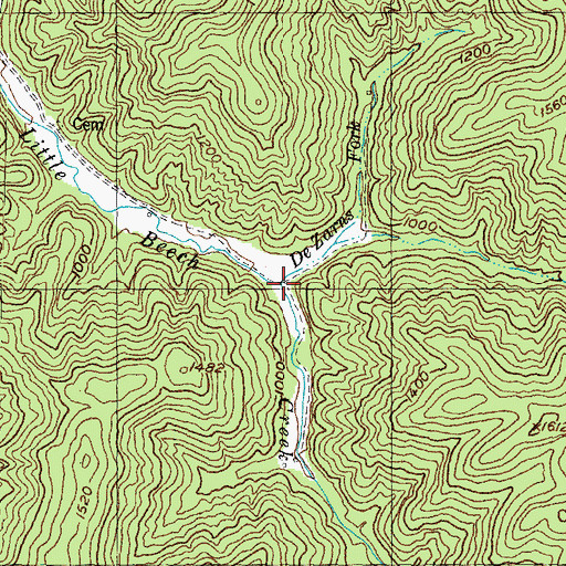 Topographic Map of DeZarns Fork, KY