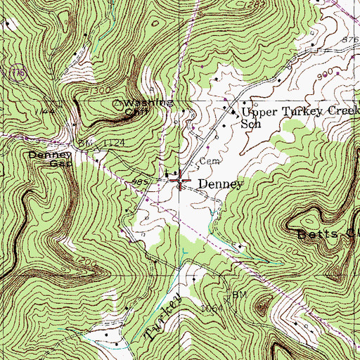 Topographic Map of Denney, KY