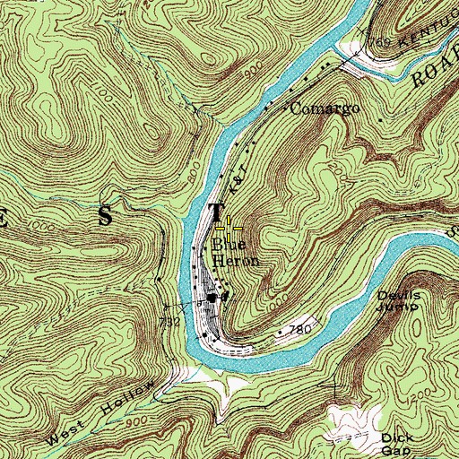 Topographic Map of Devils Creek, KY