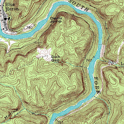 Topographic Map of Dick Gap, KY