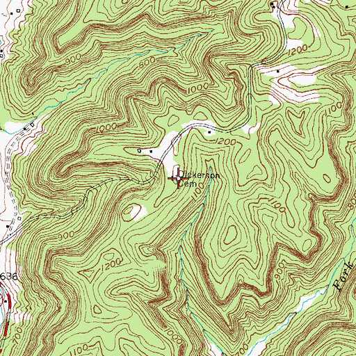 Topographic Map of Dickerson Cemetery, KY