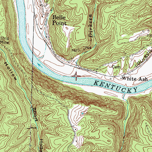 Topographic Map of Dirksen Branch, KY