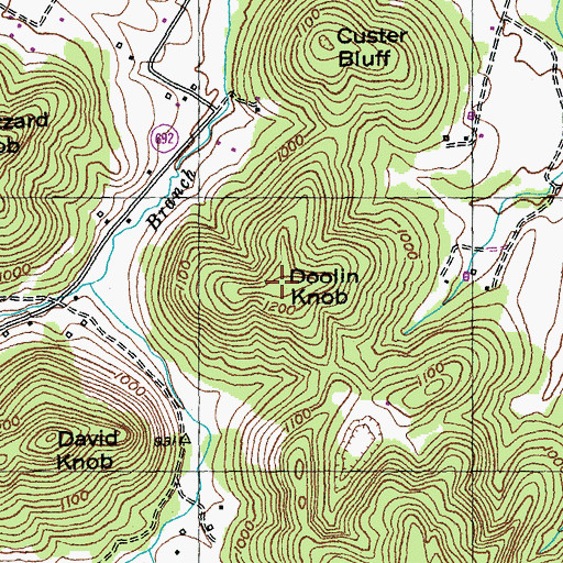 Topographic Map of Doolin Knob, KY