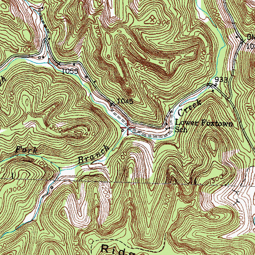 Topographic Map of Dry Fork Branch, KY