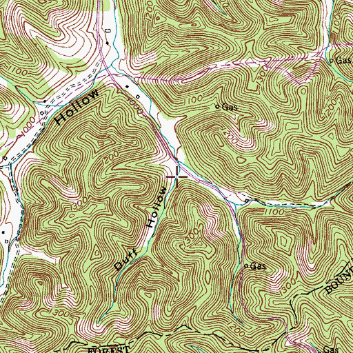 Topographic Map of Duff Hollow, KY