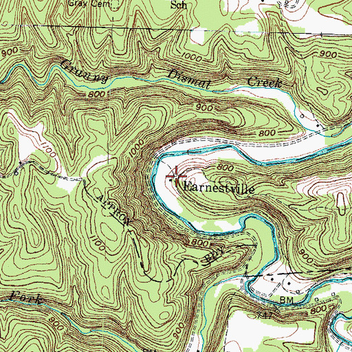 Topographic Map of Earnestville, KY