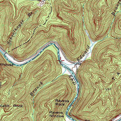 Topographic Map of Edward Branch, KY
