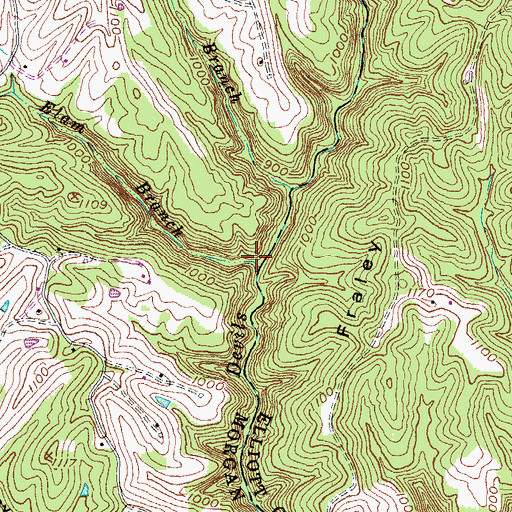 Topographic Map of Elam Branch, KY