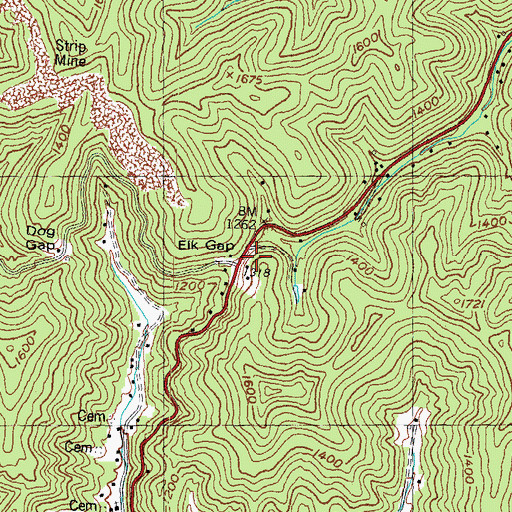 Topographic Map of Elk Gap, KY